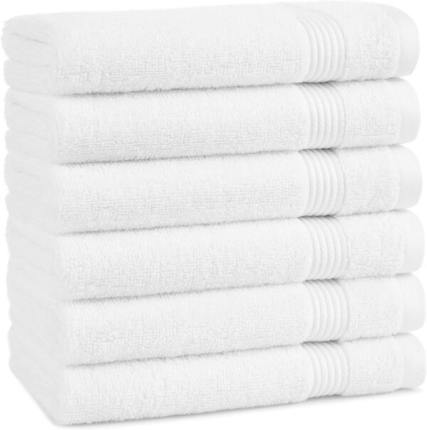 Arkwright Bathroom Hand Towels Set of 6 - Super Soft 100% Cotton, 600 GSM Quick Dry & Absorbent, Luxury Bath Essentials for Hotels, Spa, Hosts, and Vacation Rentals, Dove White