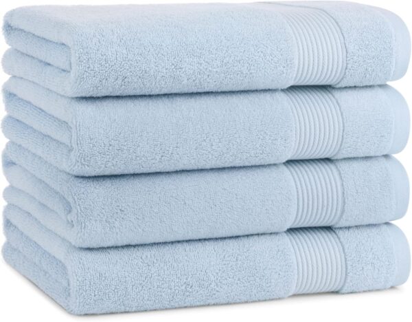 Arkwright Bath Towels Set of 4 - Super Soft 100% Cotton, 600 GSM Quick Dry & Absorbent, Luxury Bathroom Essentials for Hotels, Spa, Hosts, and Vacation Rentals, Misty Blue