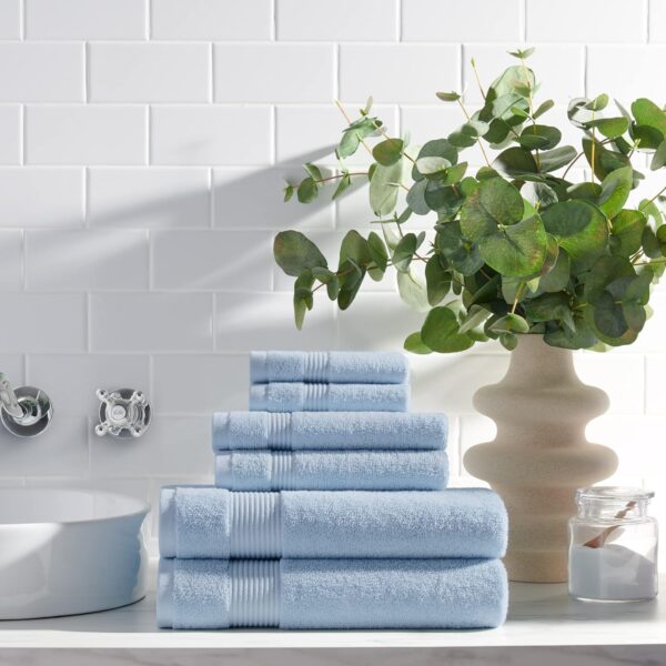 Arkwright Bath Towels Set of 4 - Super Soft 100% Cotton, 600 GSM Quick Dry & Absorbent, Luxury Bathroom Essentials for Hotels, Spa, Hosts, and Vacation Rentals, Misty Blue - Image 3