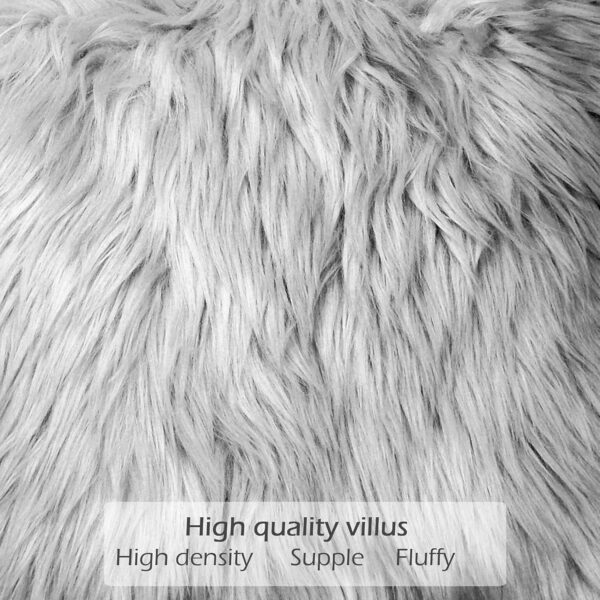 LIGICKY Decorative Lumbar Soft Faux Fur Throw Pillow Cover Luxury Series Rectangle Plush Pillow Case Cushion Cover for Couch Sofa Bed, 12" x 20" Grey - Image 4