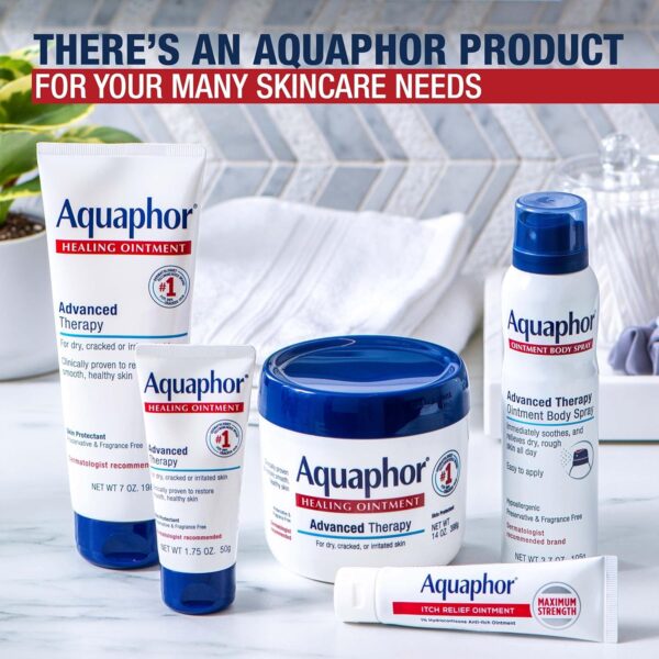 Aquaphor Healing Ointment Advanced Therapy Skin Protectant, Body Moisturizer for Dry Skin, Minor Cuts and Burns, Dry Cuticles, Cracked Heels, Hands and Lips, 7 Oz Tube - Image 12