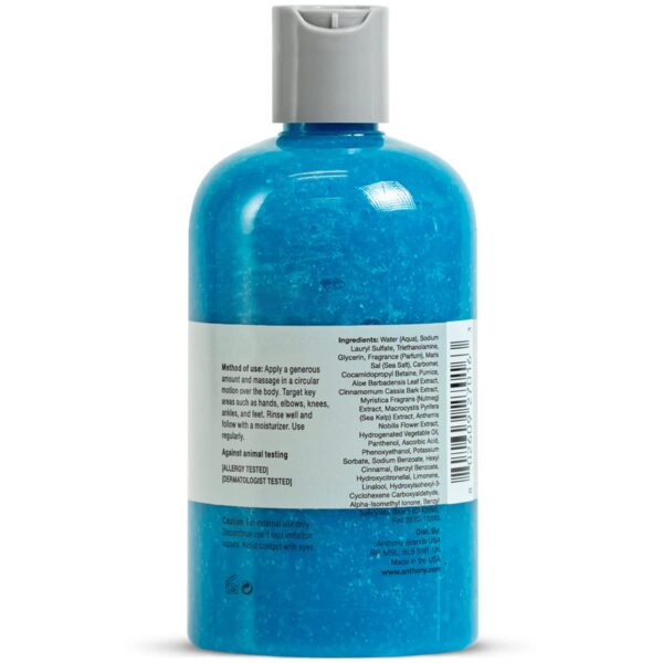 Anthony Exfoliating Body Scrub – Sea Salt, Vitamin C, And Aloe Vera Deep Cleans, Smooths Rough Patches & Soothes and Protects Skin – Blue Sea Kelp Body Wash 12 Fl Oz - Image 5