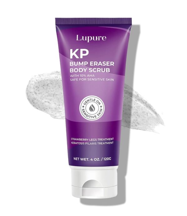 KP Bump Eraser Body Scrub : Lupure Upgraded KP Bump Eraser Body exfoliator for Strawberry and Chicken Skin Treatment with 10% Lactic Acid (AHA) - 4 Oz