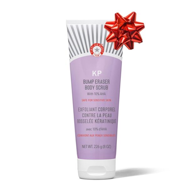 First Aid Beauty - KP Bump Eraser Body Scrub with 10% AHA, Keratosis Pilaris Skin Exfoliater with Glycolic and Lactic acids, Helps Reduce Chicken Skin Bumps, Safe for Sensitive Skin, 8 oz