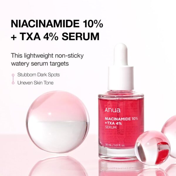 Anua 10% Niacinamide+ 4% Tranexamic Acid Serum, Ceramide, Hyaluronic Acid, Vitamin B12 natural color, for Sensitive skin, Korean Glass Skin, Fragrance-Free (30ml /1.01 fl.oz.) - Image 3