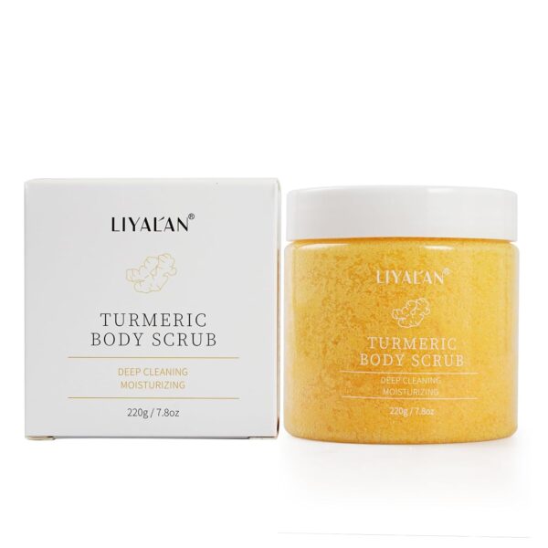 Liyalan Turmeric Body Scrub Moisturizing and Exfoliating Body, Face, Hand, Foot Scrub,Nourishes Skin,Deep Cleansing 7.8oz - Image 7