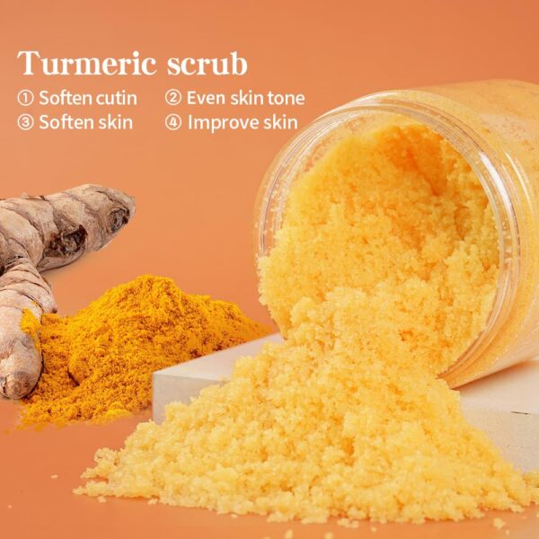 Liyalan Turmeric Body Scrub Moisturizing and Exfoliating Body, Face, Hand, Foot Scrub,Nourishes Skin,Deep Cleansing 7.8oz - Image 3