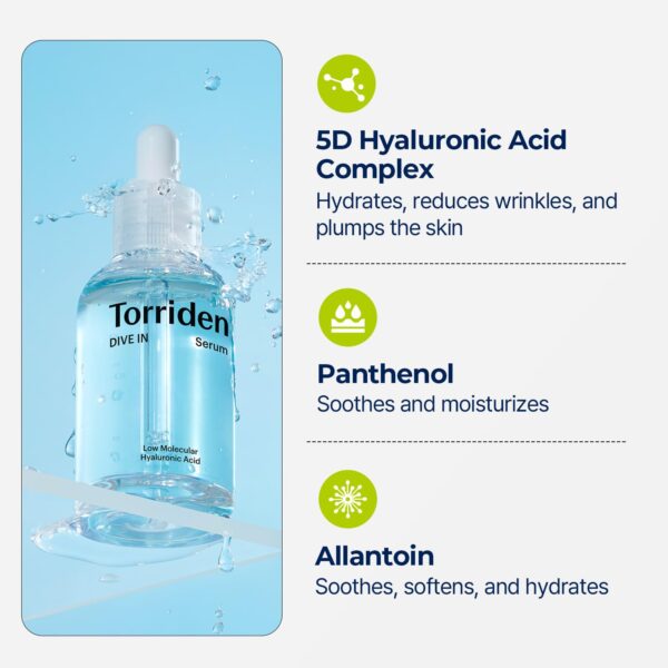 Torriden DIVE-IN Low-Molecular Hyaluronic Acid Serum, 1.69 fl oz | Deep hydration for dry skin type | Vegan, Clean, Cruelty-Free Korean Skin Care - Image 6