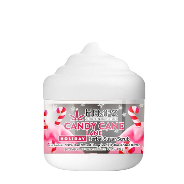 Hempz Limited Edition Candy Cane Lane Exfoliating Body Scrub (4 Oz) – Yummy Holiday Scented Sugar Body Scrub for Shower & Bath, Cozy Candy Cane Scented Sugar Scrub Exfoliant for Women & Men