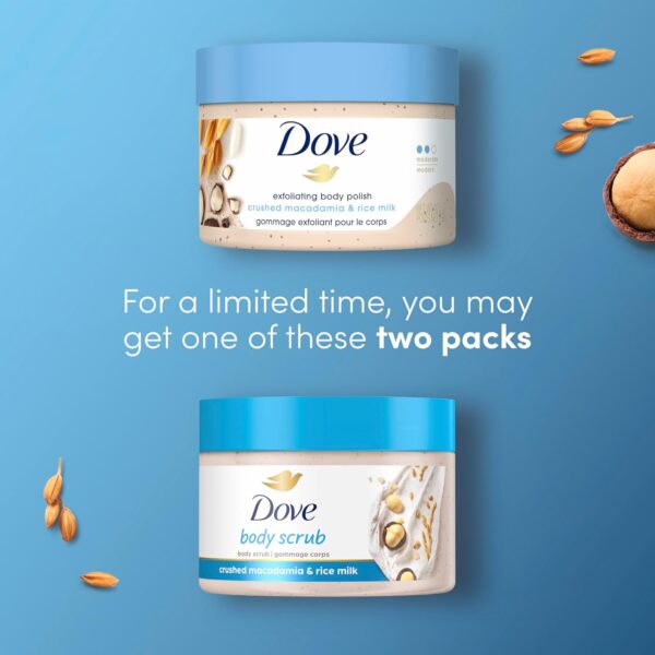 Dove Scrub Macadamia & Rice Milk Reveals Visibly Smoother Skin Body Scrub That Nourishes Skin 10.5 oz - Image 5