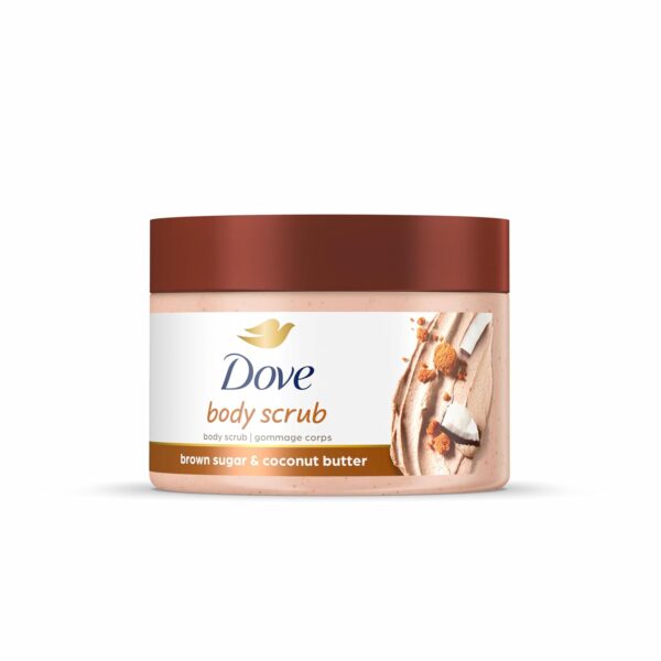 Dove Scrub Brown Sugar & Coconut Butter For Silky Smooth Skin Body Scrub Exfoliates & Restores Skin's Natural Nutrients 10.5 oz