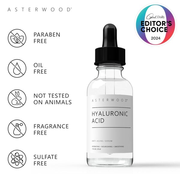 Asterwood Pure Hyaluronic Acid Serum for Face - Plumping, Anti-Aging & Hydrating - Fragrance-Free, Pairs Well with Vitamin C Face Serum & Hylunaric Acid Moisturizer, 29ml/1 oz - Image 3