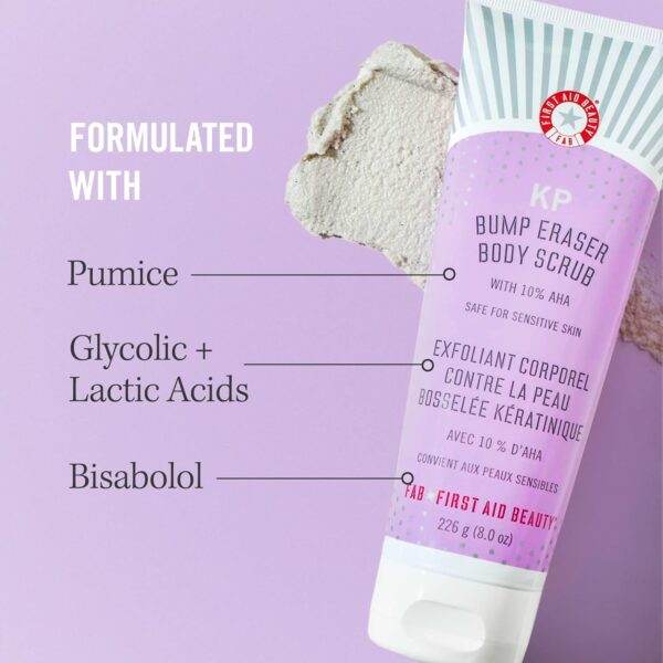 First Aid Beauty - Bye Bye Bumps Kit: KP Bump Eraser Body Scrub, 4 oz, Smoothing Lotion, 1oz, and Ingrown Hair Pads, 28 Pads, Deep Moisture Exfoliating Skin Treatment Set with BHA & AHA, 3ct - Image 3