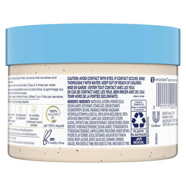 Dove Scrub Macadamia & Rice Milk Reveals Visibly Smoother Skin Body Scrub That Nourishes Skin 10.5 oz - Image 2