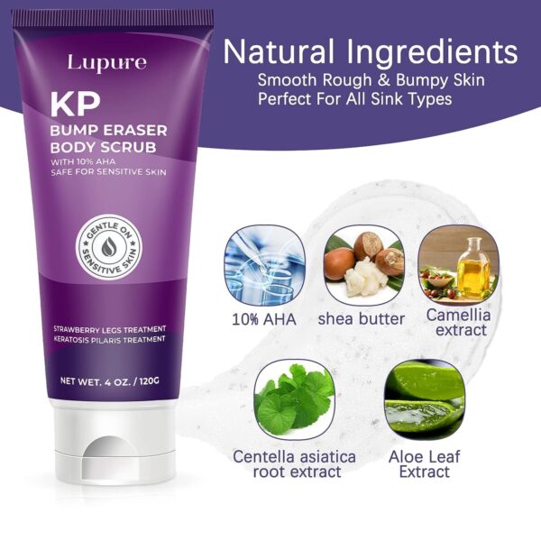 KP Bump Eraser Body Scrub : Lupure Upgraded KP Bump Eraser Body exfoliator for Strawberry and Chicken Skin Treatment with 10% Lactic Acid (AHA) - 4 Oz - Image 4