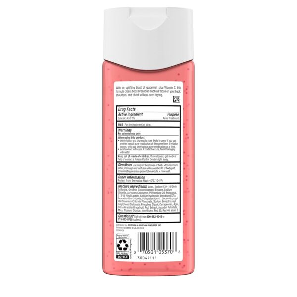 Neutrogena Body Clear Acne Treatment Body Wash with Salicylic Acid Acne Medicine, Pink Grapefruit Body Acne Cleanser to Prevent Breakouts on Back, Chest & Shoulders, 3 x 8.5 fl. oz - Image 8