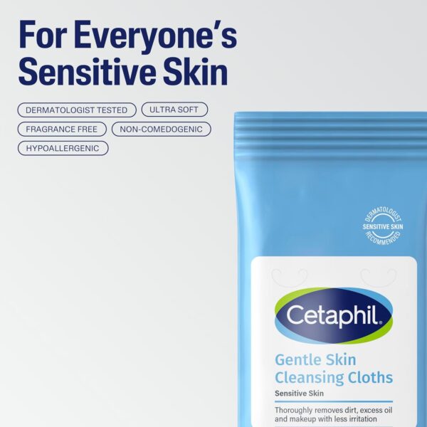 Cetaphil Face and Body Wipes, Gentle Skin Cleansing Cloths, 25 Count (Pack of 3), for Dry, Sensitive Skin, Flip Top Closure, Great for the Gym, Travel, in the Car, Hypoallergenic, Fragrance Free - Image 6