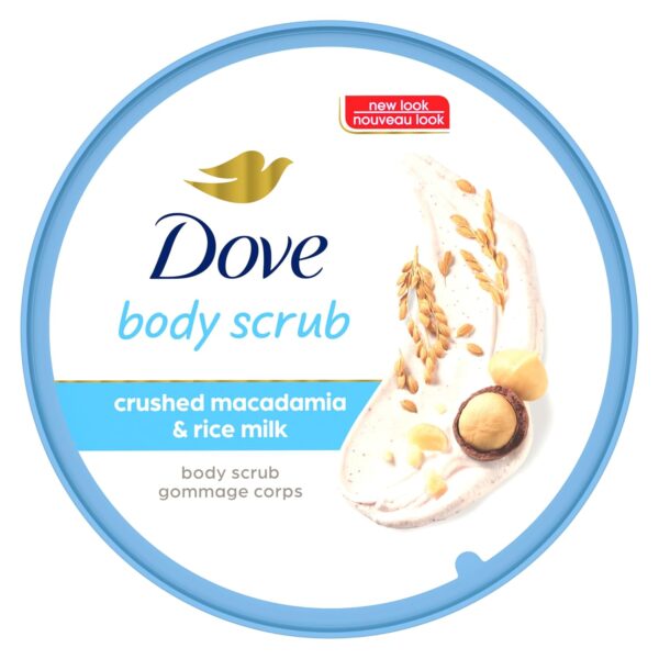 Dove Scrub Macadamia & Rice Milk Reveals Visibly Smoother Skin Body Scrub That Nourishes Skin 10.5 oz - Image 3