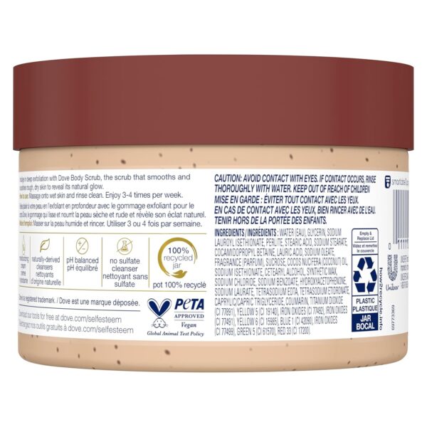 Dove Scrub Brown Sugar & Coconut Butter For Silky Smooth Skin Body Scrub Exfoliates & Restores Skin's Natural Nutrients 10.5 oz - Image 2