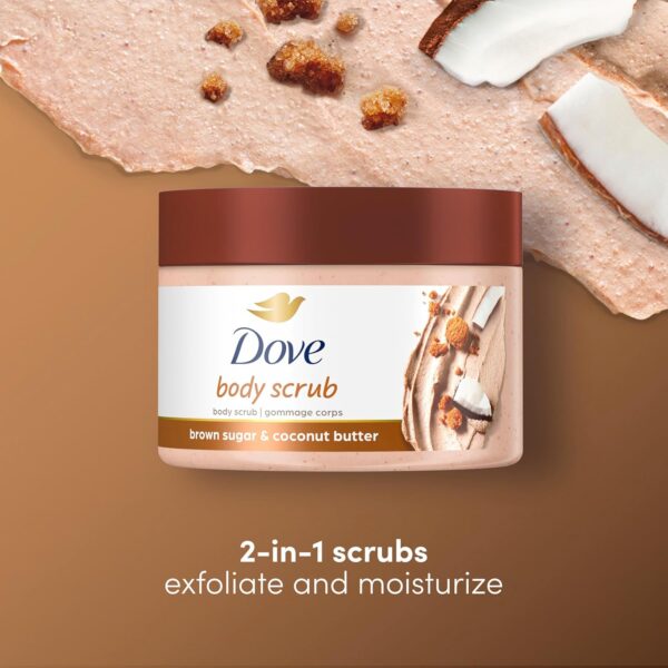 Dove Scrub Brown Sugar & Coconut Butter For Silky Smooth Skin Body Scrub Exfoliates & Restores Skin's Natural Nutrients 10.5 oz - Image 6