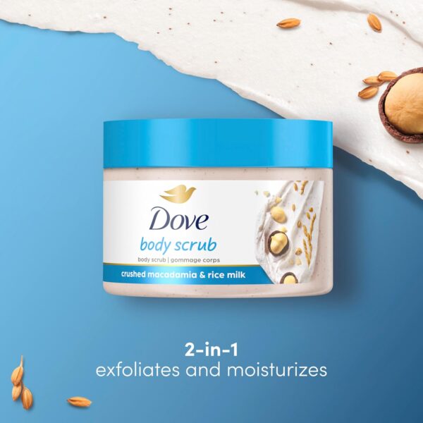 Dove Scrub Macadamia & Rice Milk Reveals Visibly Smoother Skin Body Scrub That Nourishes Skin 10.5 oz - Image 6