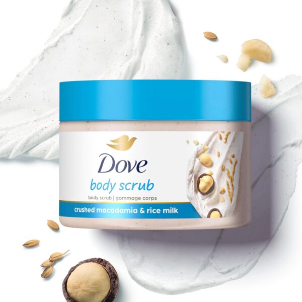 Dove Scrub Macadamia & Rice Milk Reveals Visibly Smoother Skin Body Scrub That Nourishes Skin 10.5 oz - Image 7