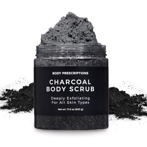 Body Prescription Deep Exfoliating Body Scrub - Cruelty-Free Formula for All Skin Types | 17.6 oz (500g) Each | Set of 1: Charcoal - Image 4