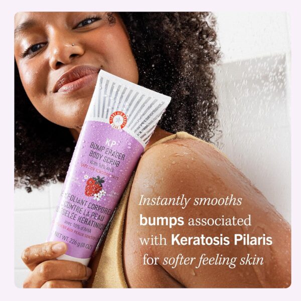 First Aid Beauty - KP Bump Eraser Body Scrub with 10% AHA, Keratosis Pilaris Exfoliater with Glycolic and Lactic acids, Helps Reduce Chicken Skin Bumps, Safe for Sensitive Skin, Strawberry Scent, 2 oz - Image 5