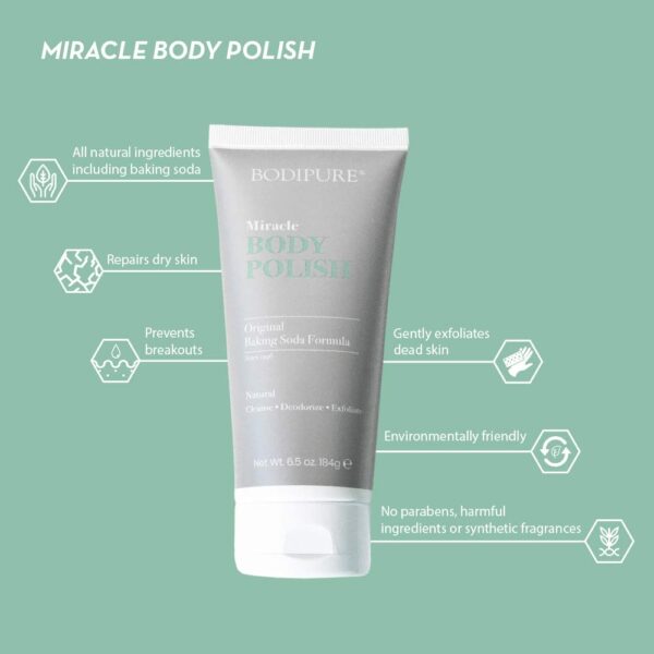 BodiPure Miracle Body Polish for Multipurpose - Body Scrub, Exfoliating Body Scrub, Body Wash for Women, Men, Girls, and Boys for all skin type - Natural - Smooth Skin, Balance pH, Clear Pores, 6.5oz - Image 3