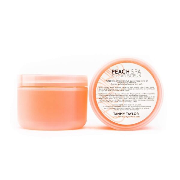 Tammy Taylor Natural Sugar Scrub for Body, Hands, Elbows, Knees, Heels and Feet | Peach Spa Essential Oil Exfoliating Body Scrub for Women and Men | Moisturizing Bath Scrub for Skin Care and Body Care