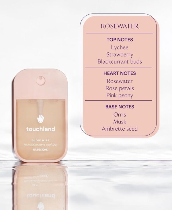 Touchland Glow Mist Revitalizing Hand Sanitizer Spray, Rosewater scented, 500-Sprays each, 1FL OZ - Image 4