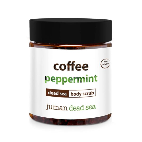 All Natural & Authentic COFFEE PEPPERMINT Body Scrub with Dead Sea Salt Minerals – Paraben Free – Not Tested on Animals – Helps Treat Cellulite, Varicose Veins, Stretch Marks - Infused with Argan, Vitamin E (10.58 oz)