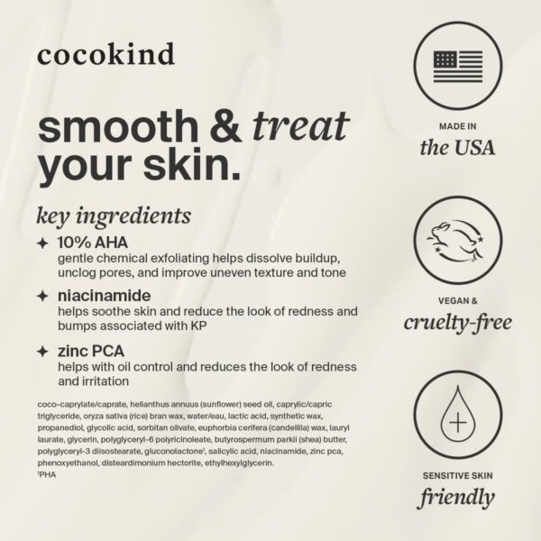 Cocokind KP Smoothing Stick, Mess-Free Keratosis Pilaris Bump Body Scrub, All Skin Types including Sensitive Skin, Fragrance Free, Cruelty Free, Vegan, 1.7 oz - Image 8