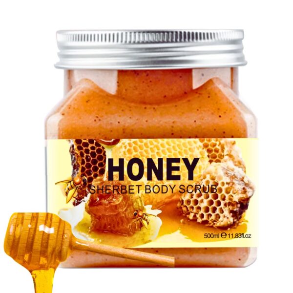 Honey Body Scrubs 18 Oz-Honey Almond Body Scrub, Exfoliating Body Scrub with Sea Salt, Argan Oil and Vitamic C-Sugar Scrub for Body, Face-Body Scrubs for Women(Honey)