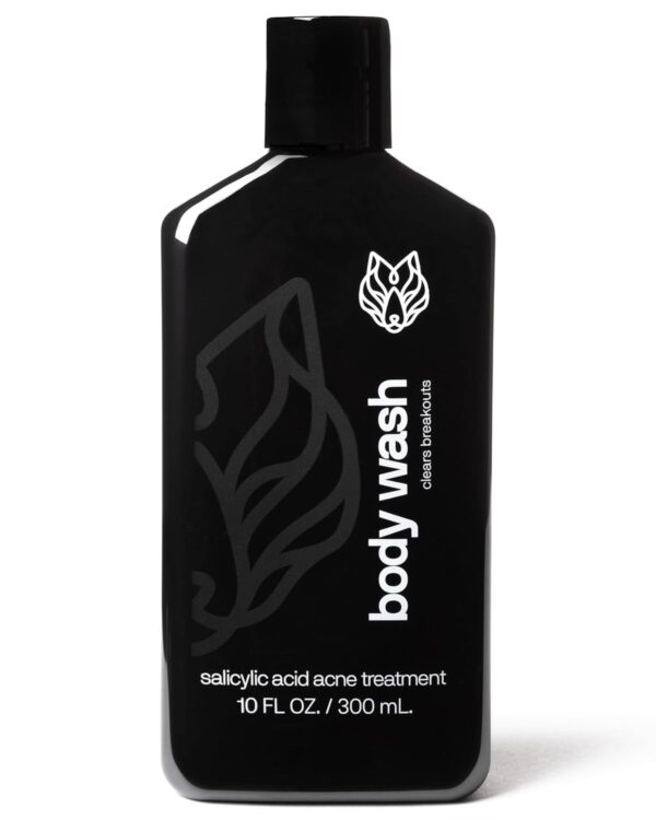 Black Wolf Charcoal Powder Body Wash Men - 10 Fl Oz Paraben-Free Mens Body Wash - Salicylic Acid Reduce Acne Breakouts and Cleanse Your Skin - Full Coverage & Deep Clean Men's Bodywash