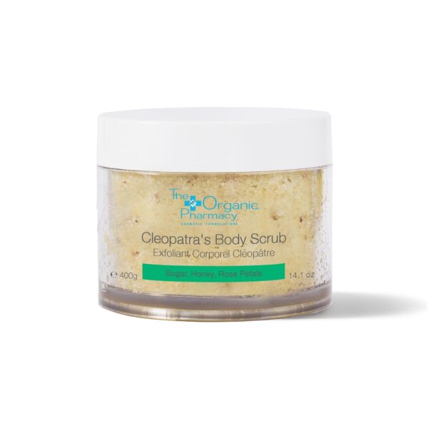 The Organic Pharmacy Cleopatra's Body Scrub, Exfoliates with Sugar, Salt and Honey, Added Antioxidant and Oil Regulation Power, 14.1 ounces