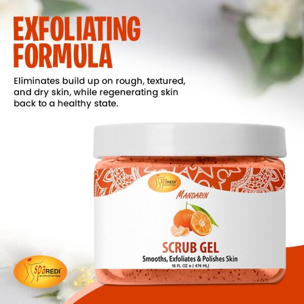 SPA REDI - Exfoliating Scrub Pumice Gel, Mandarin, 16 Oz - Manicure, Pedicure and Body Exfoliator Infused with Hyaluronic Acid, Amino Acids, Panthenol and Comfrey Extract - Image 6