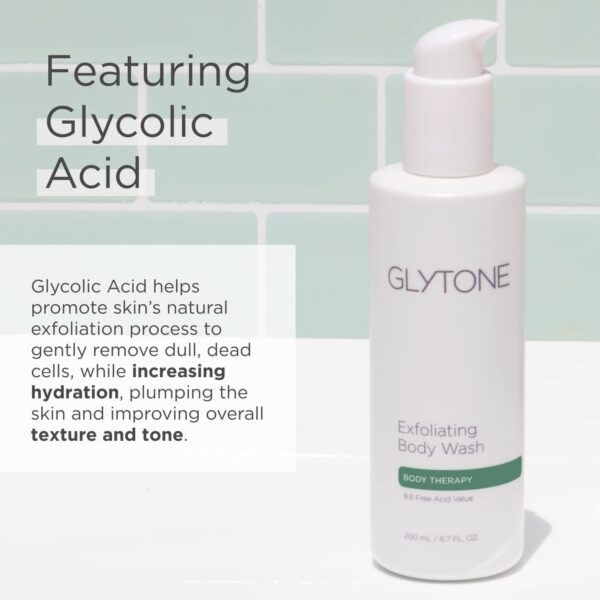 Glytone Exfoliating Body Wash with 8.8 Free Acid Value Glycolic Acid, Keratosis Pilaris, KP, Smooth Rough & Bumpy Skin, Chicken Skin, Oil-Free, Fragrance-Free, 6.7 Fl Oz - Image 3