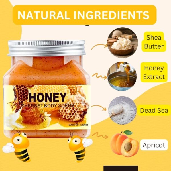 Honey Body Scrubs 18 Oz-Honey Almond Body Scrub, Exfoliating Body Scrub with Sea Salt, Argan Oil and Vitamic C-Sugar Scrub for Body, Face-Body Scrubs for Women(Honey) - Image 3