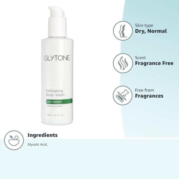 Glytone Exfoliating Body Wash with 8.8 Free Acid Value Glycolic Acid, Keratosis Pilaris, KP, Smooth Rough & Bumpy Skin, Chicken Skin, Oil-Free, Fragrance-Free, 6.7 Fl Oz - Image 8