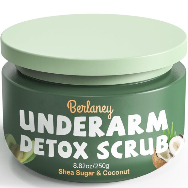 Armpit Detox and Scrub with Shea Butter and Coconut 8.82oz-Exfoliating Scrub with Natural Ingredients for Removing Odor, Deep Cleansing and Exfoliating, also for Legs, Knee, Feet, Hands and Body