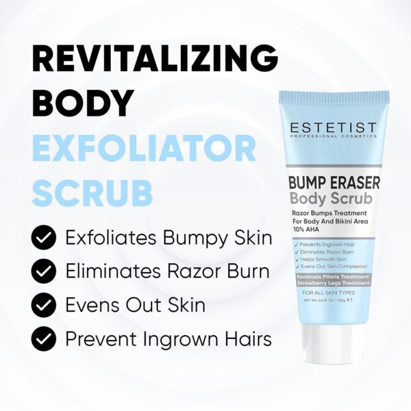 Estetist KP Bump Eraser Body Scrub - Keratosis Pilaris Treatment & Exfoliating Body Scrub for Ingrown Hair, Razor Bumps and Strawberry Legs for Women of All Skin Types, 10% AHA, Glycolic Acid Wash - Image 4