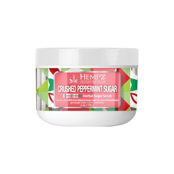 Hempz Crushed Peppermint Sugar, Sugar Body Scrub, Holiday Gift for Men and Women, 4 oz