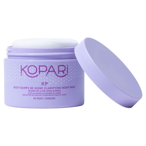 Kopari KP Body Bumps Be Gone Clarifying Body Pads with 4.4% AHAs & BHAs | Reduces the Appearance of Pores and Bumps | Brighten Dark Spots & Smooths Skin Texture | 50 Pads