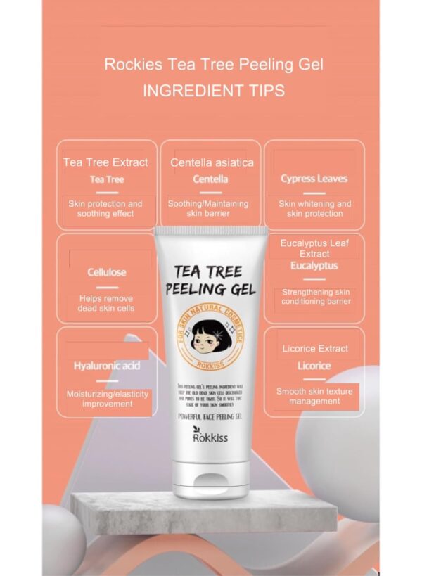 Tea Tree Peeling Gel (4.1fl oz) - Gentle Exfoliating Gel for Face & Body with Natural Cellulose, Remove Impurities for Smooth Skin, Korean Skin Care. Cica, Licorice & Aloe Vera Extracts. - Image 8