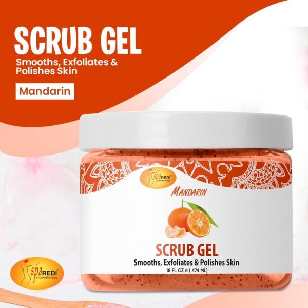 SPA REDI - Exfoliating Scrub Pumice Gel, Mandarin, 16 Oz - Manicure, Pedicure and Body Exfoliator Infused with Hyaluronic Acid, Amino Acids, Panthenol and Comfrey Extract - Image 2