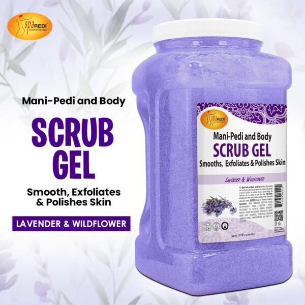 SPA REDI - Exfoliating Scrub Pumice Gel, Lavender and Wildflower, 128 Oz - Manicure, Pedicure and Body Exfoliator Infused with Hyaluronic Acid, Amino Acids, Panthenol and Comfrey Extract - Image 2