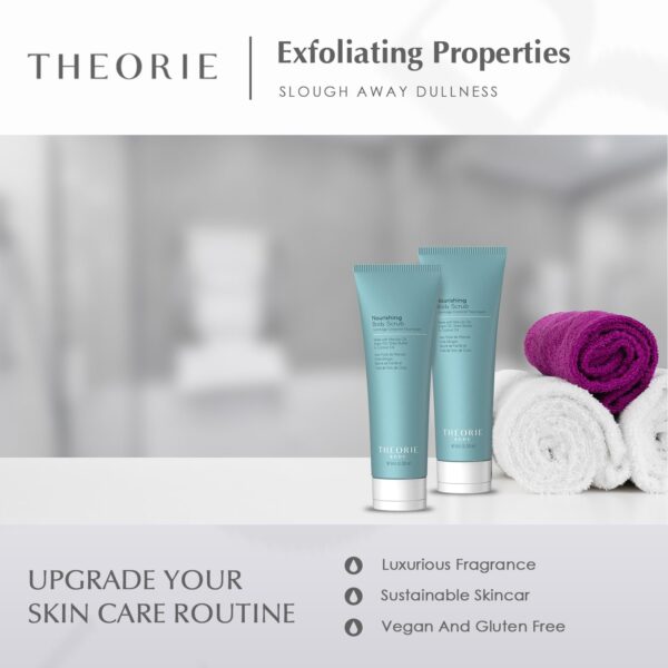 Theorie Nourishing and Exfoliating Body Scrub - Made with Marula, Argan, Coconut Oil, Shea Butter & Vitamin E, Amber Rose Fragrance. Eco-Friendly Pumice, Vegan, Gluten Free, Cruelty Free 200mL Tube - Image 4