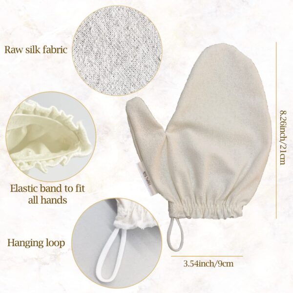 Raw Silk Exfoliating mitt body scrubs treatment, Dead Skin Remover Treatment For Smooth Skin, Deep exfoliating Glove - Image 3