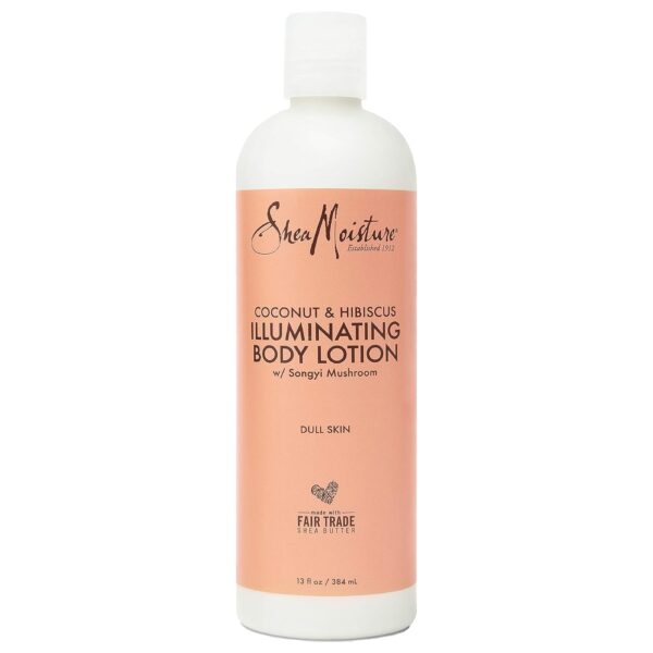 SheaMoisture Coconut Oil and Hibiscus Illuminating Body Lotion, 13 Fl Oz & Body Scrub for Dull Skin, 12 oz - Image 2